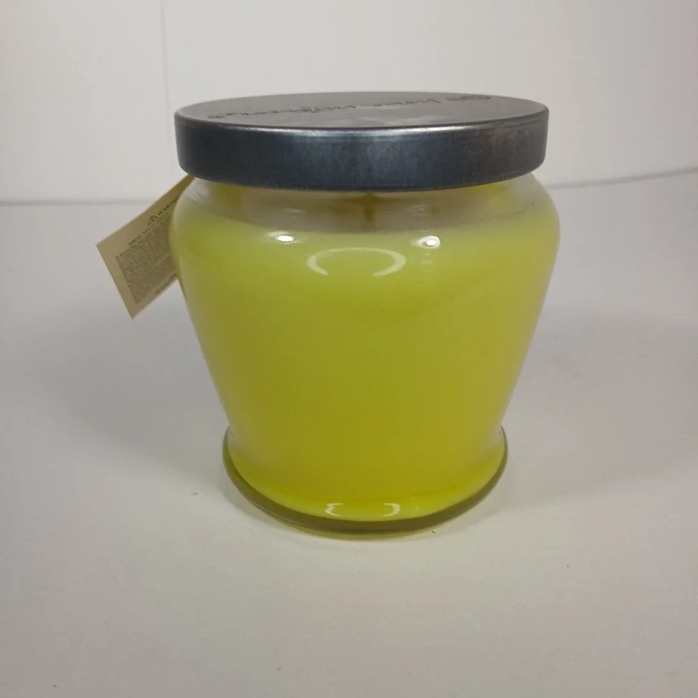 Home Interiors Fresh Cotton 12.5 oz Scented Jar Candle NOS w/Lid Yellow